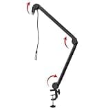 Gator Frameworks Deluxe Desk-Mounted Broadcast Microphone Boom Stand For Podcasts & Recording, Integrated XLR Cable, (GFWBCBM3000)