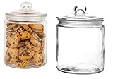Set of 2 Glass Jar with Lid (2 Liter) | Airtight Glass Storage Cookie Jar for Flour, Pasta, Candy, Dog Treats, Snacks & More | Glass Organization Canisters for Kitchen & Pantry | 68 Ounces