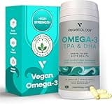 VEGETOLOGY Vegan Omega 3 Supplement (60 Capsules) - Omega-3, EPA, Vitamin D3 & DHA Supplements - Algae Omega 3 Vegan Supplements for Brain, Eye, & Heart Health - Omega 3 for Kids & Adults