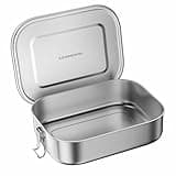 G.a HOMEFAVOR Stainless Steel Bento Lunch Box - Leak-Proof Metal Bento Box, Large Food Container with Lock Clips, Snack Container, Dishwasher Safe, 1400 ml/47 oz