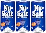 Nu-Salt Sodium-Free Salt Substitute, Contains Potassium Chloride, Table Salt Alternative, Vegan, Good for Chips, Pretzels, French Fries, Popcorn Seasoning, 3oz Shaker Bottle (Pack of 3)