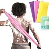 RIUOTA 3 Pieces Exfoliating Washcloth Shower Towel African Net Sponge Japanese Wash Cloth Face Exfoliating Sponge Loofah Exfoliating Body Scrubber for Body Exfoliation