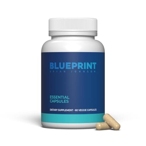 Blueprint Bryan Johnson Essential Capsules - Daily Multivitamin/Multimineral for Women and Men - Antioxidant Supplement with Calcium, Vitamin B1, Vitamin D, and Zinc - Vegan and Non GMO (30 Servings)