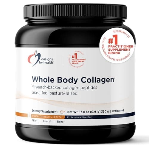 Designs for Health Whole Body Collagen Powder - Hydrolyzed Collagen Peptides Powder for Skin, Joint + Bone Health - Fortigel, Fortibone & Verisol Collagen for Women & Men, Unflavored (30 Servings)