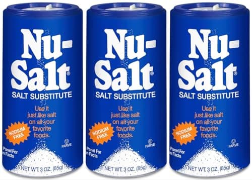 Nu-Salt Sodium-Free Salt Substitute, Contains Potassium Chloride, Table Salt Alternative, Vegan, Good for Chips, Pretzels, French Fries, Popcorn Seasoning, 3oz Shaker Bottle (Pack of 3)