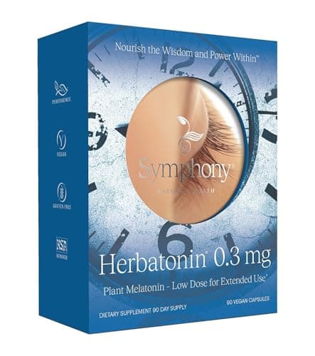 Herbatonin® 0.3 mg – The First Plant-Based, Natural Melatonin Supplement (Phyto-Melatonin) - Low Dose Sleep Aid, Supports Circadian Rhythm & Cellular Health – 90 Capsules (90 Day Supply)